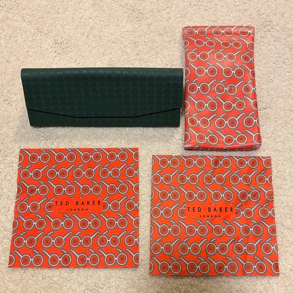 Ted Baker Accessories - Ted Baker Green and Orange Hard and Soft Glasses Case Set & Cleaning Cloths